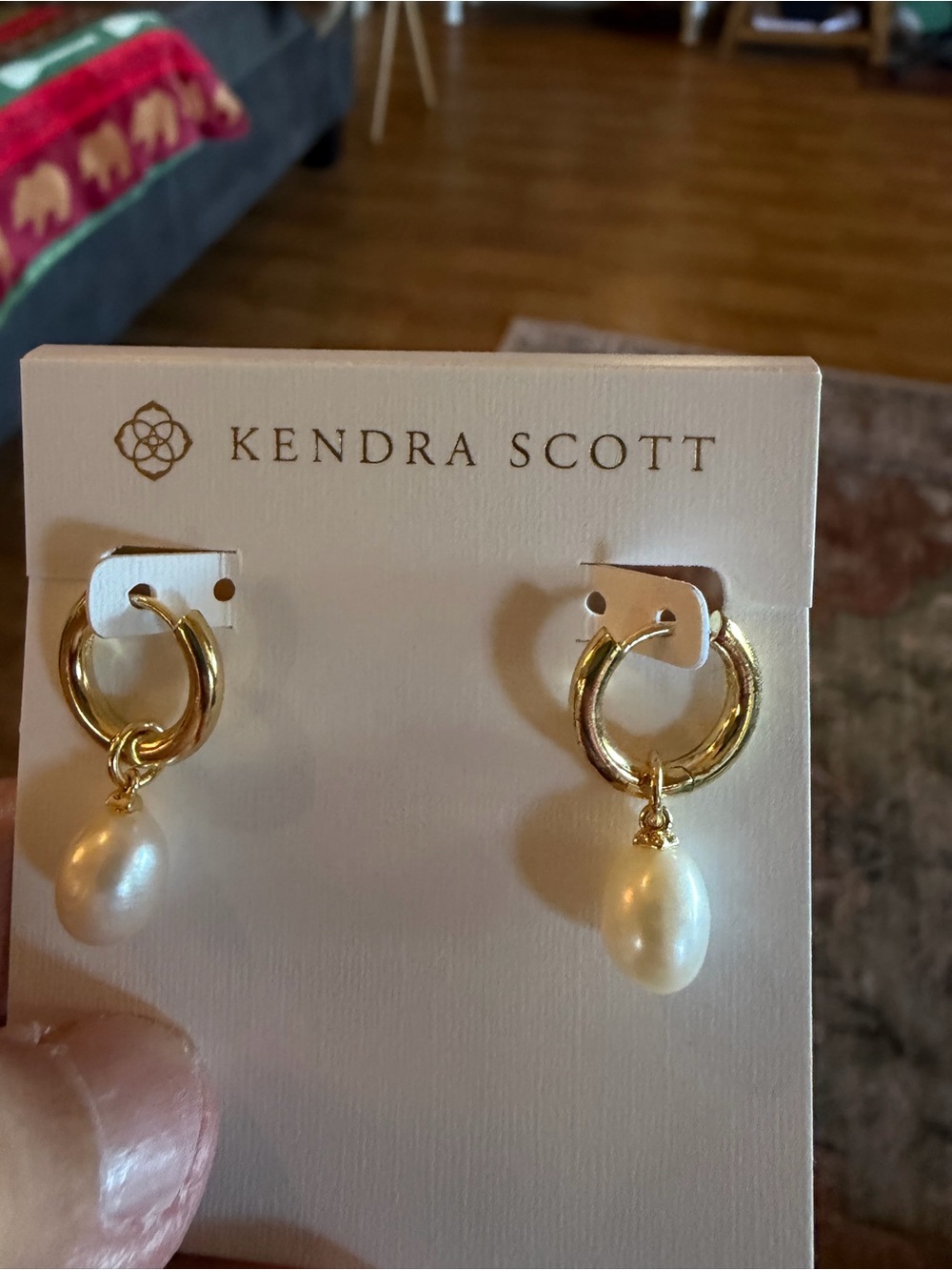 Kendra Scott Willa Convertible Gold plated Pearl Huggie Earrings